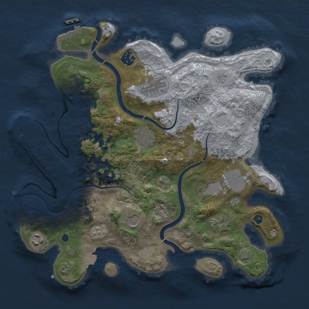 Rust Map: Procedural Map, Size: 3500, Seed: 58686, 14 Monuments
