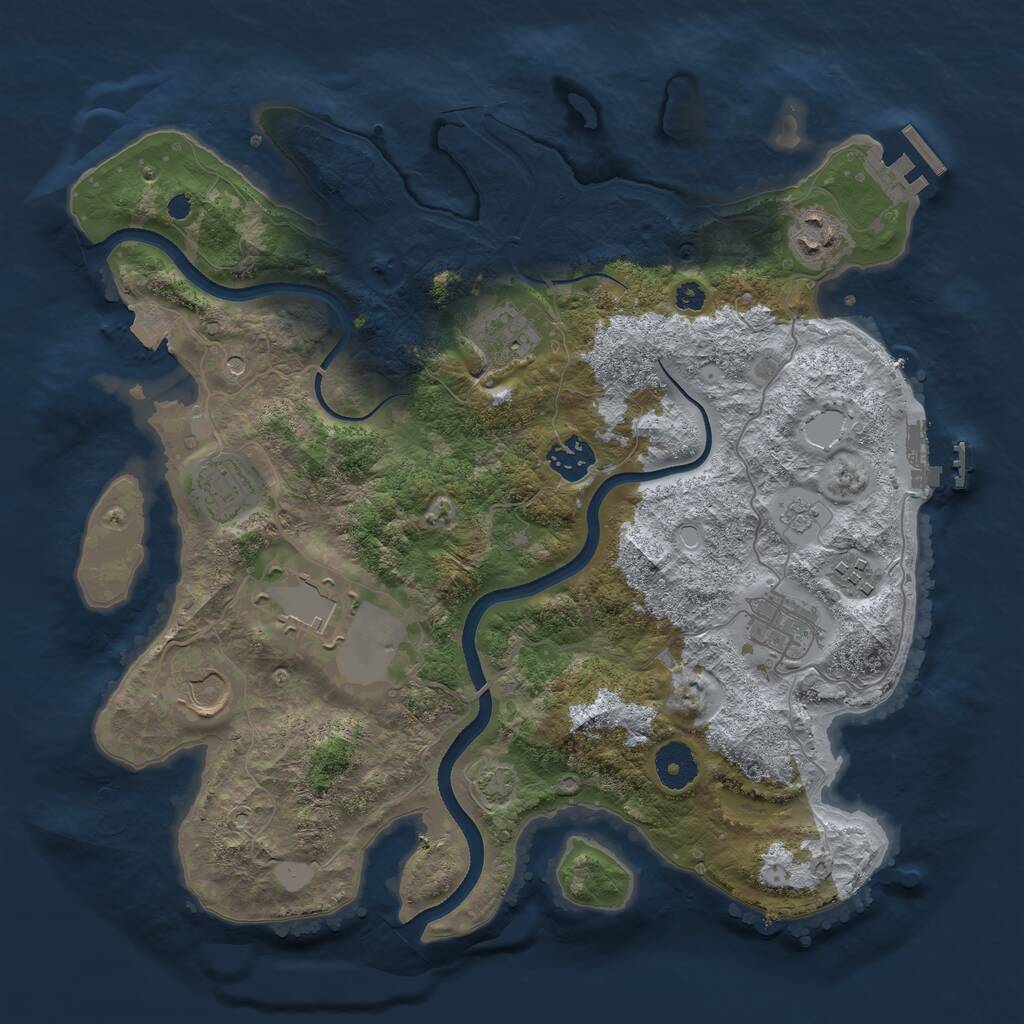 Rust Map: Procedural Map, Size: 3500, Seed: 266197, 14 Monuments