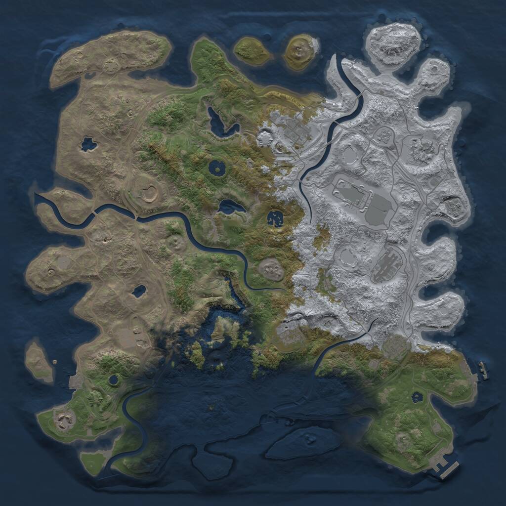 Rust Map: Procedural Map, Size: 4500, Seed: 525730511, 17 Monuments