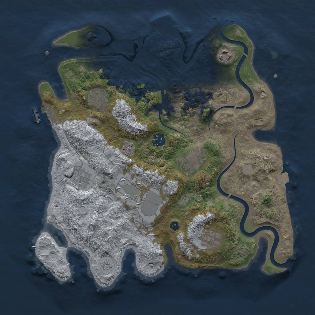 Rust Map: Procedural Map, Size: 3500, Seed: 1723113454, 14 Monuments