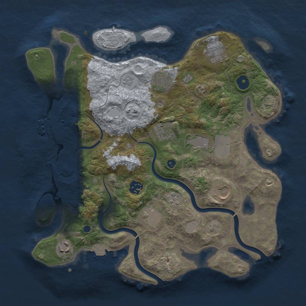 Rust Map: Procedural Map, Size: 3500, Seed: 5174376, 14 Monuments