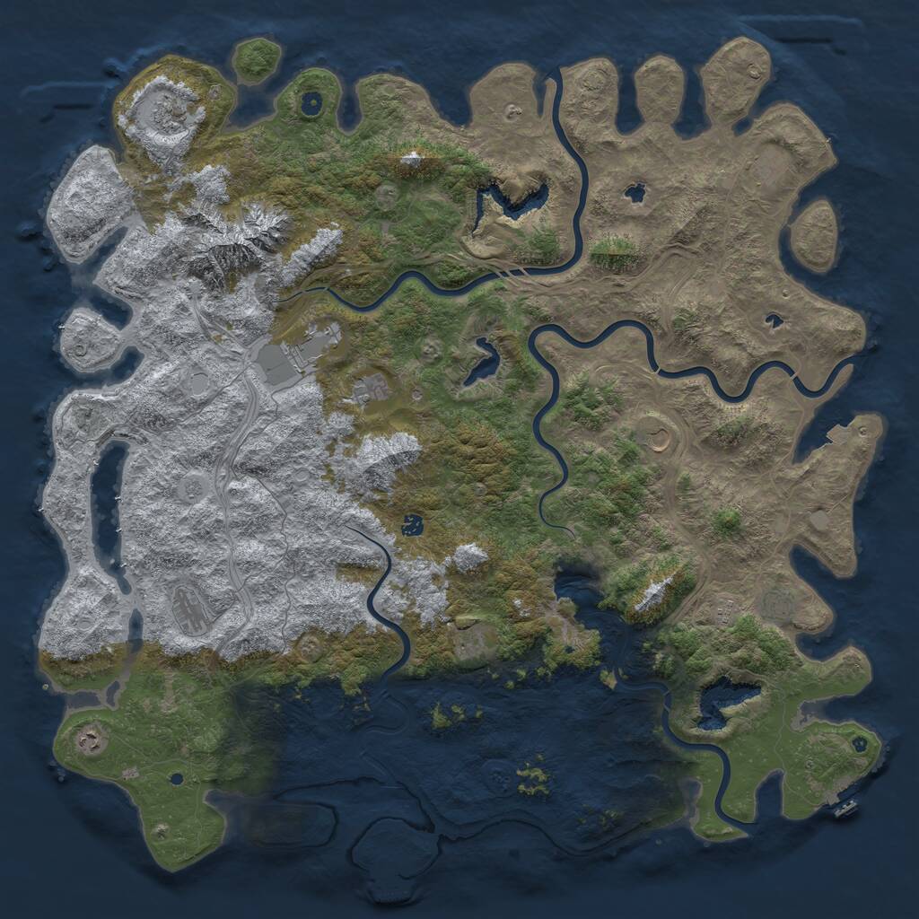 Rust Map: Procedural Map, Size: 6000, Seed: 3691234, 17 Monuments