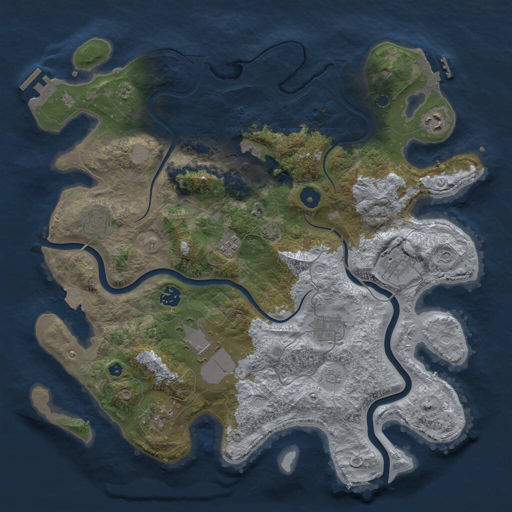Rust Map: Procedural Map, Size: 3800, Seed: 838559834, 15 Monuments