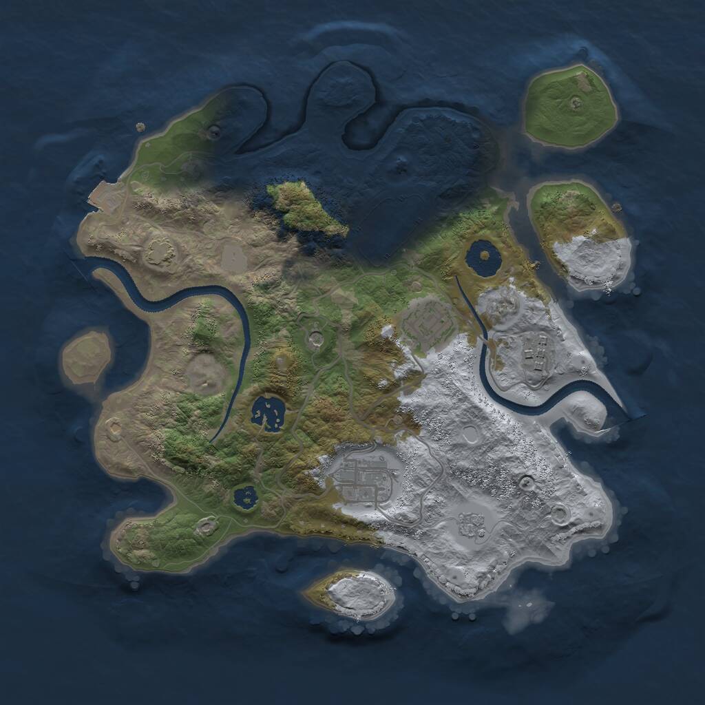 Rust Map: Procedural Map, Size: 3000, Seed: 153050, 9 Monuments