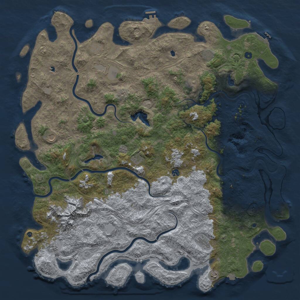 Rust Map: Procedural Map, Size: 6000, Seed: 2067542337, 17 Monuments