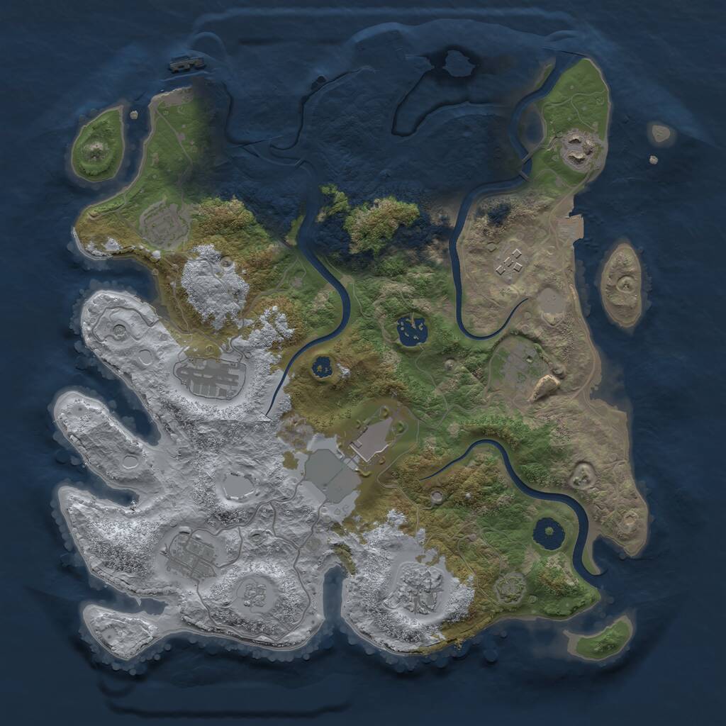 Rust Map: Procedural Map, Size: 3500, Seed: 994605297, 15 Monuments