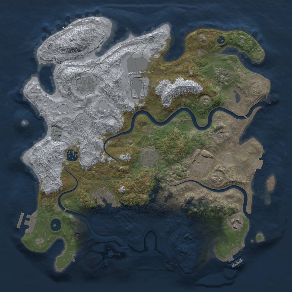 Rust Map: Procedural Map, Size: 3750, Seed: 282369926, 15 Monuments