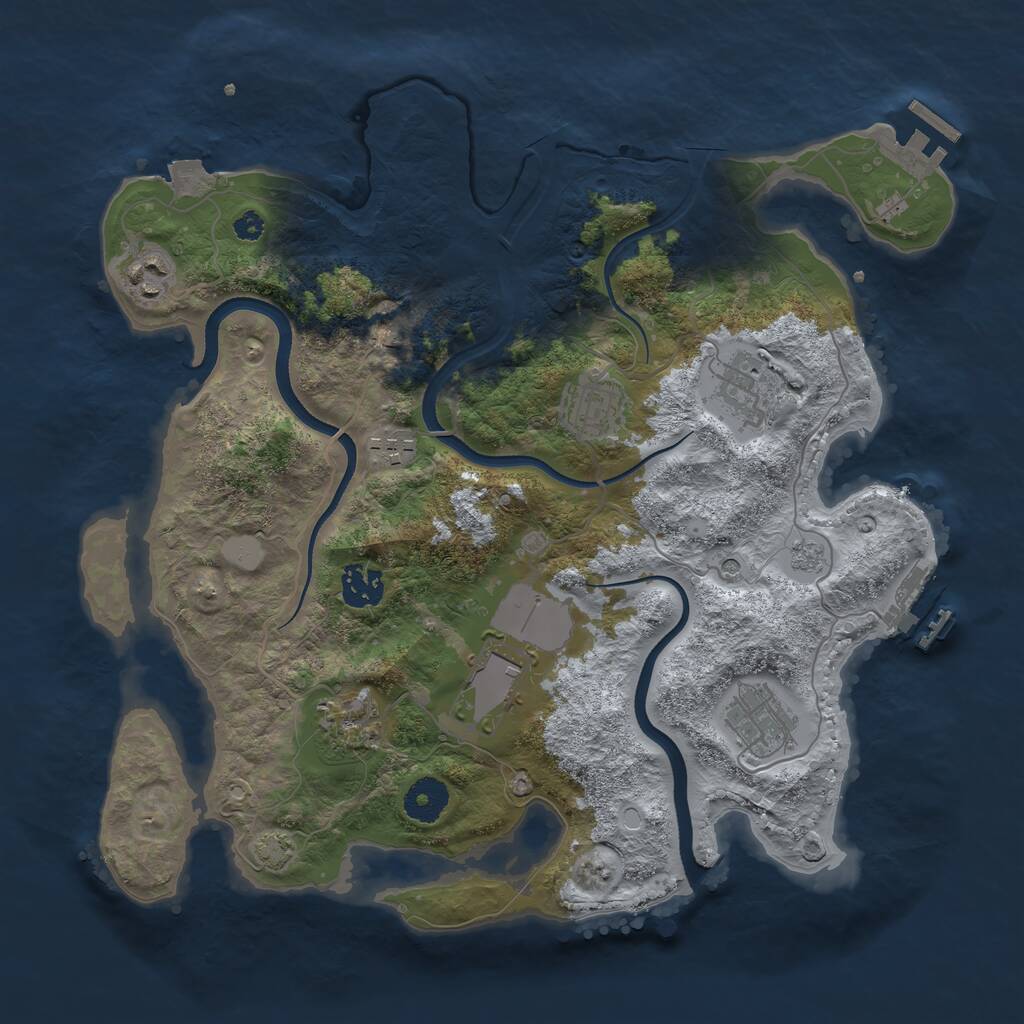 Rust Map: Procedural Map, Size: 3500, Seed: 1324578, 14 Monuments
