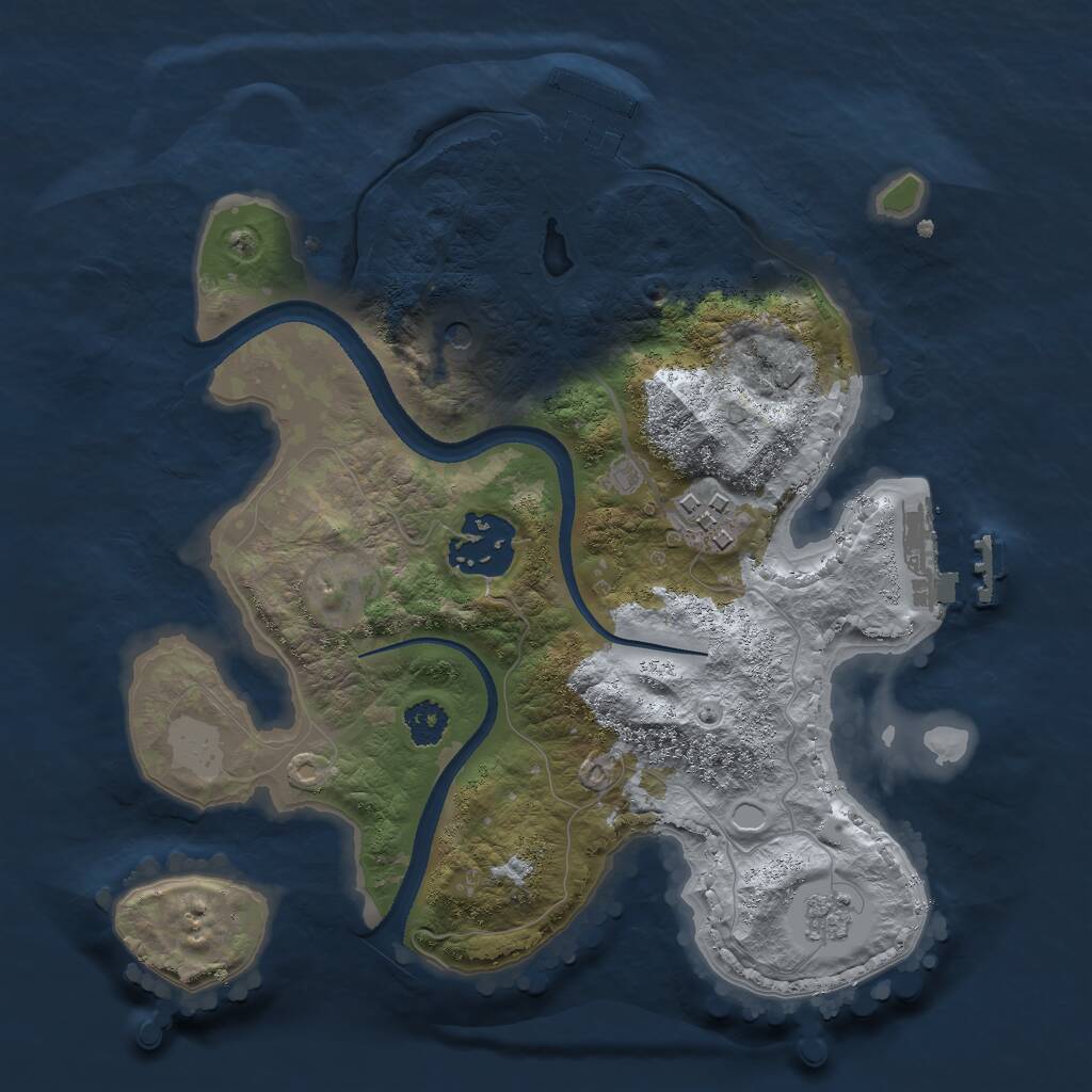 Rust Map: Procedural Map, Size: 2500, Seed: 360236729, 7 Monuments