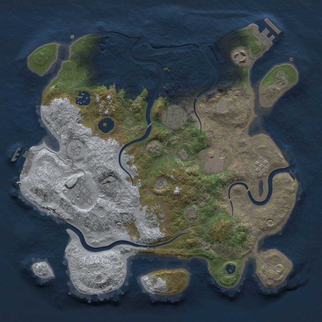 Rust Map: Procedural Map, Size: 3200, Seed: 76942, 13 Monuments