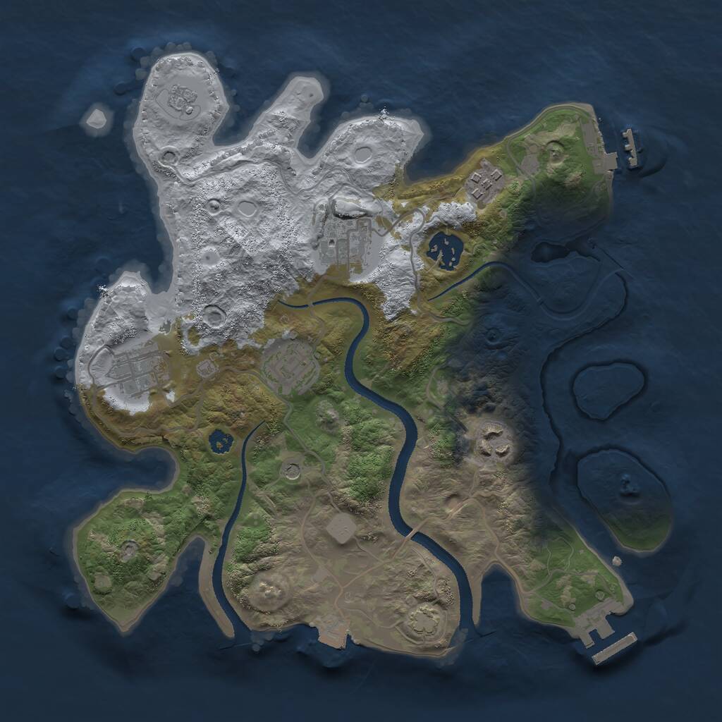 Rust Map: Procedural Map, Size: 3000, Seed: 42021, 12 Monuments