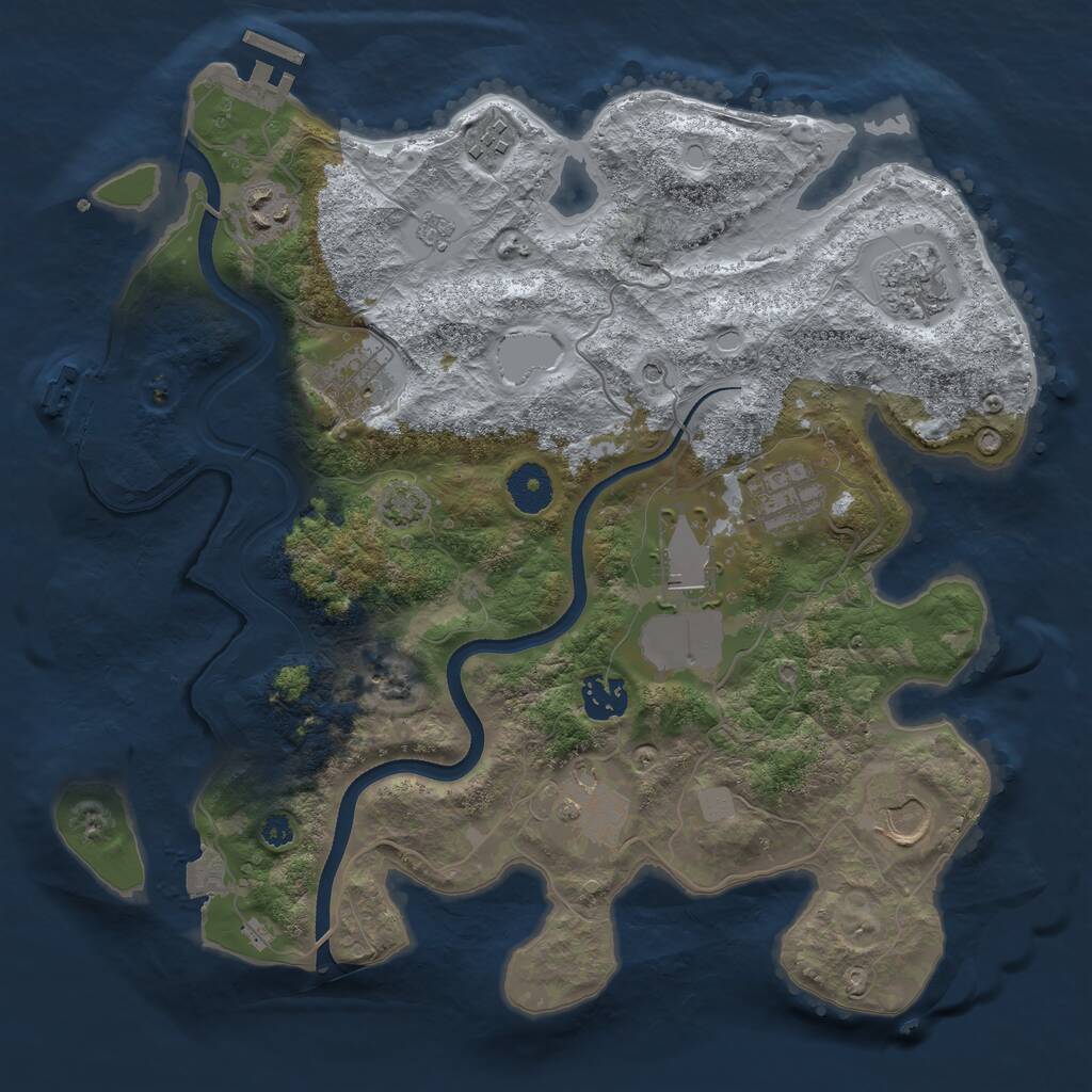 Rust Map: Procedural Map, Size: 3500, Seed: 437308263, 15 Monuments