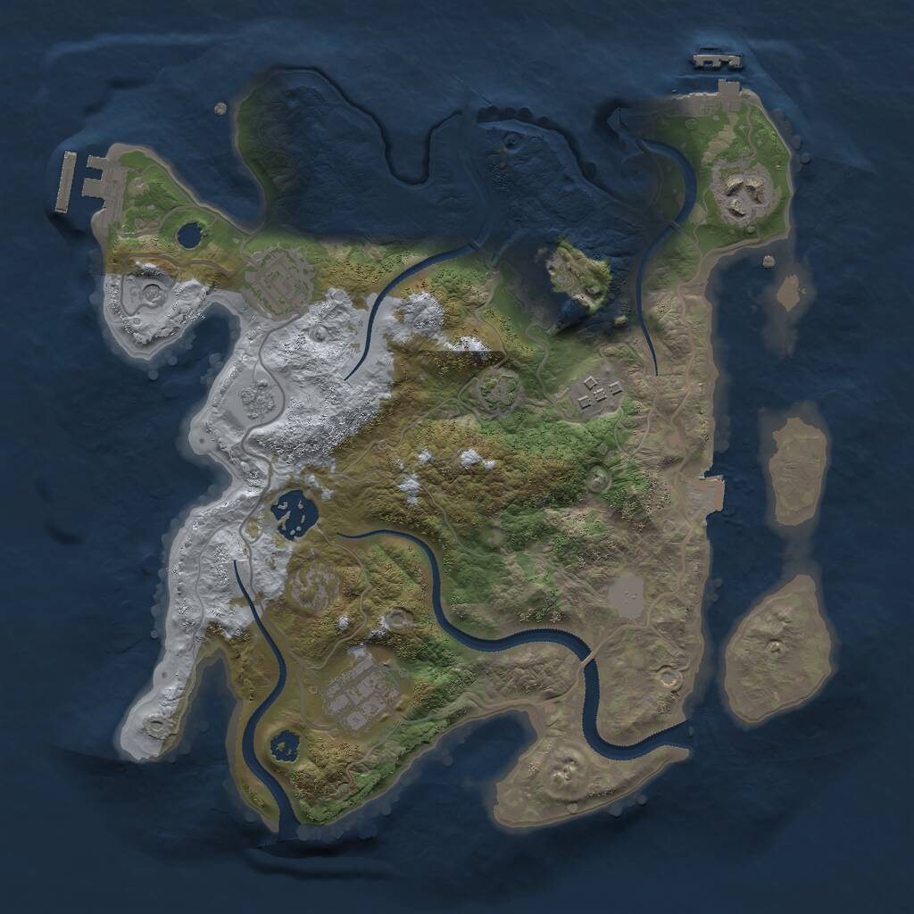 Rust Map: Procedural Map, Size: 3000, Seed: 694211, 12 Monuments