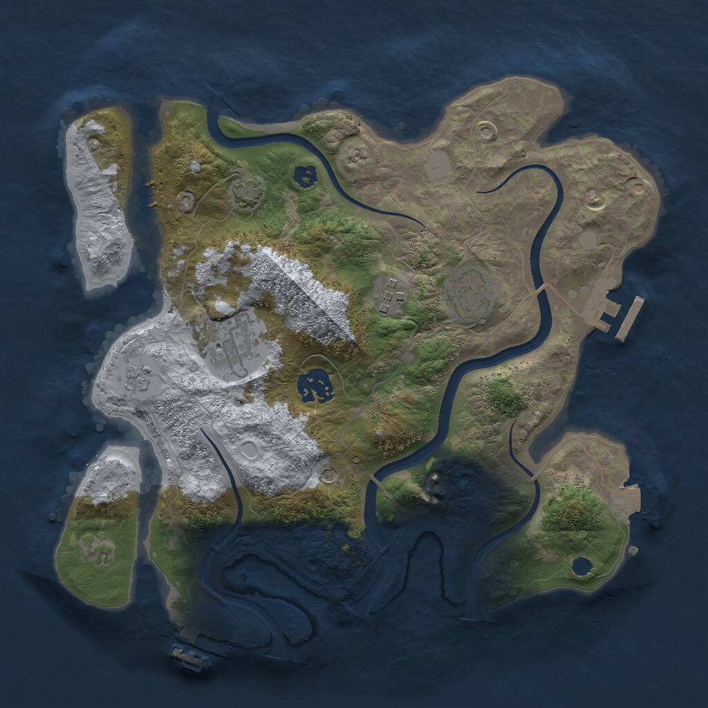Rust Map: Procedural Map, Size: 3000, Seed: 27716, 10 Monuments