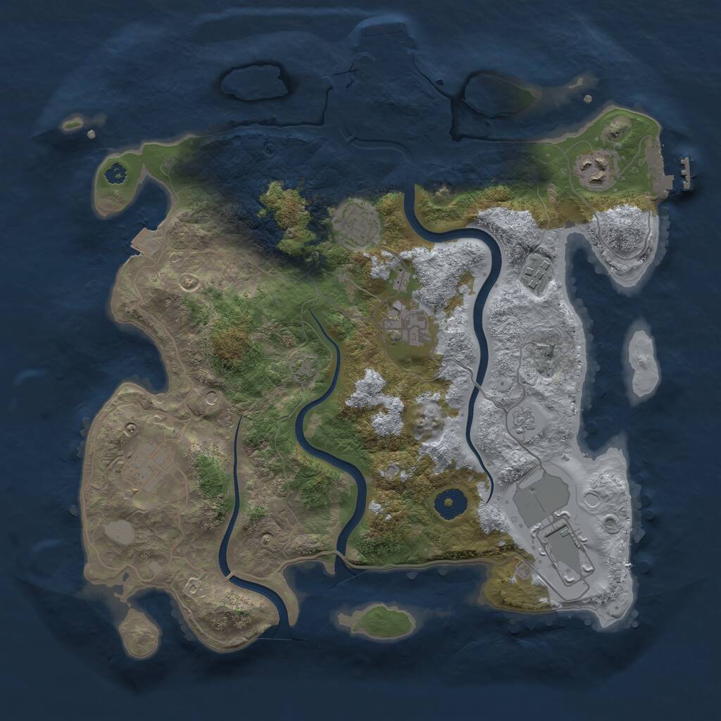 Rust Map: Procedural Map, Size: 3500, Seed: 468172888, 12 Monuments