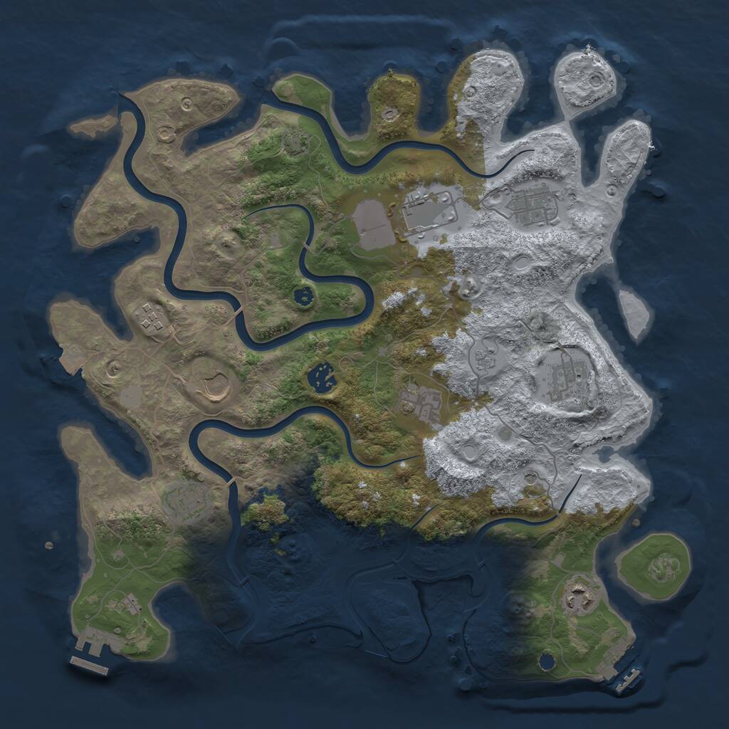 Rust Map: Procedural Map, Size: 3800, Seed: 1705521280, 15 Monuments