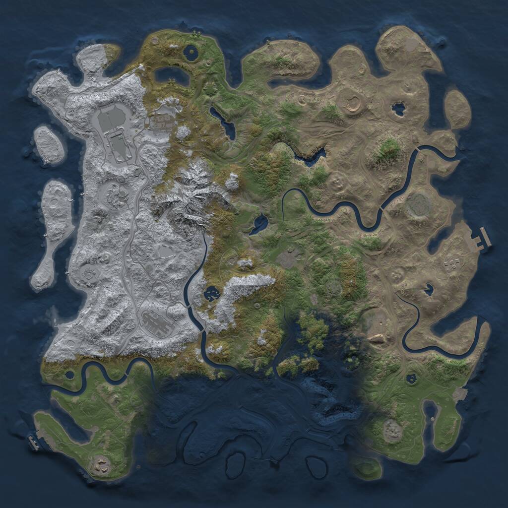 Rust Map: Procedural Map, Size: 5000, Seed: 1332143009, 17 Monuments