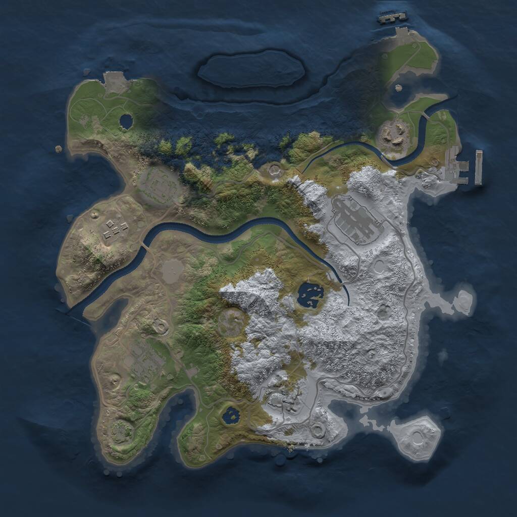 Rust Map: Procedural Map, Size: 3000, Seed: 1256083107, 12 Monuments