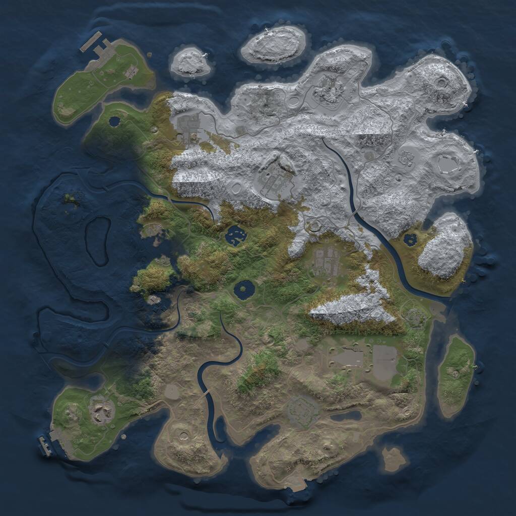 Rust Map: Procedural Map, Size: 3900, Seed: 1762128083, 16 Monuments
