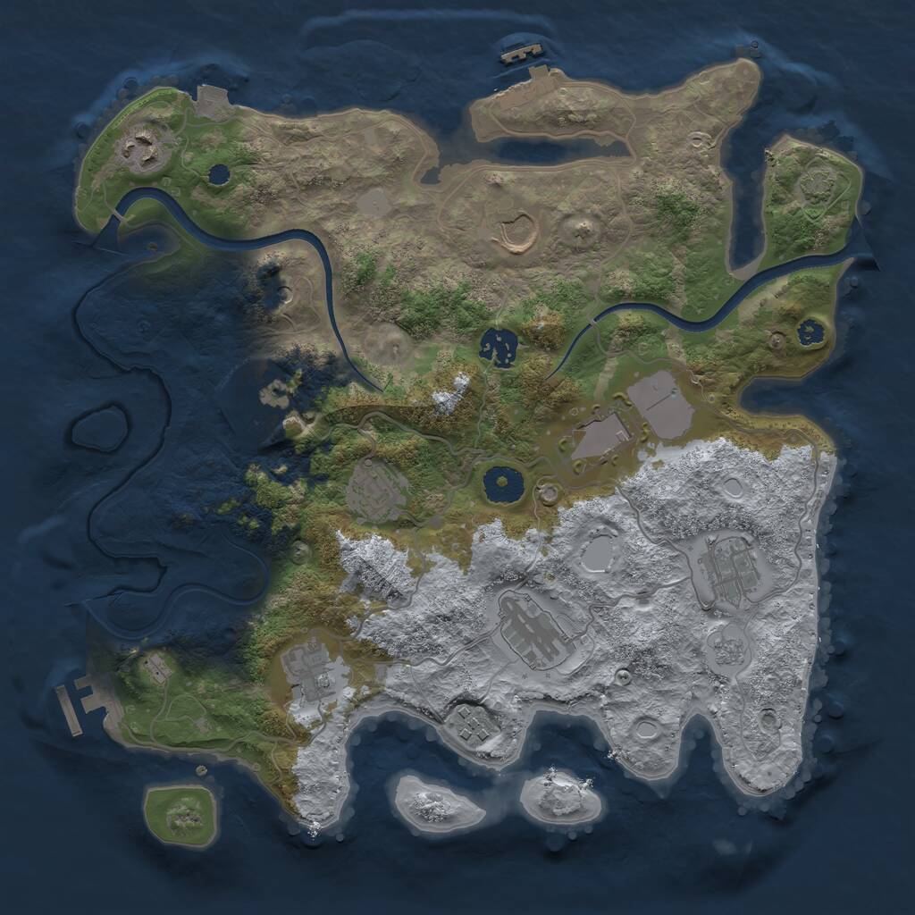 Rust Map: Procedural Map, Size: 3500, Seed: 2046558859, 16 Monuments