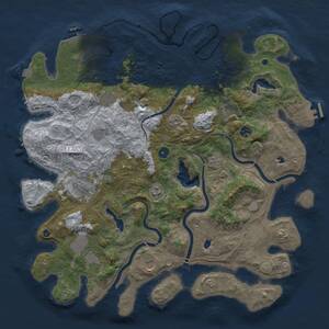 Thumbnail Rust Map: Procedural Map, Size: 4600, Seed: 2591399, 16 Monuments