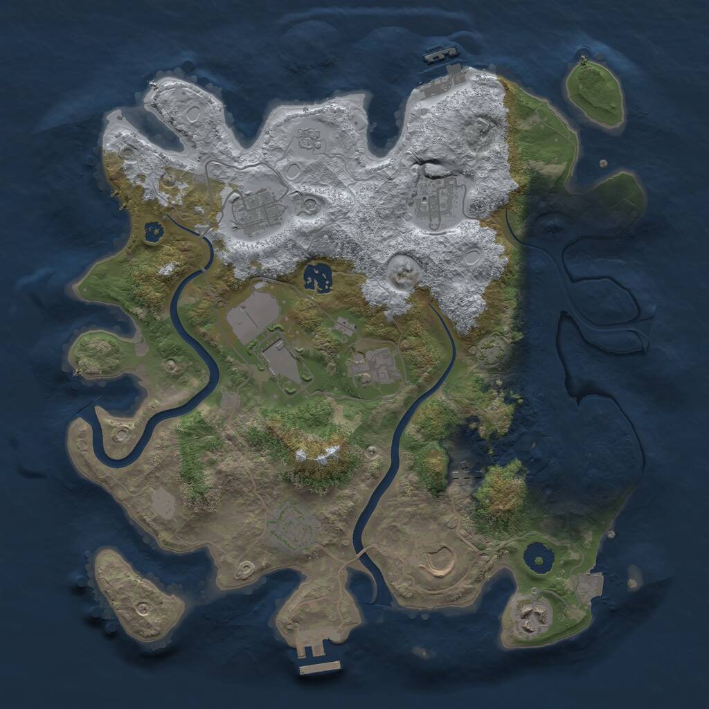 Rust Map: Procedural Map, Size: 3500, Seed: 47129702, 15 Monuments
