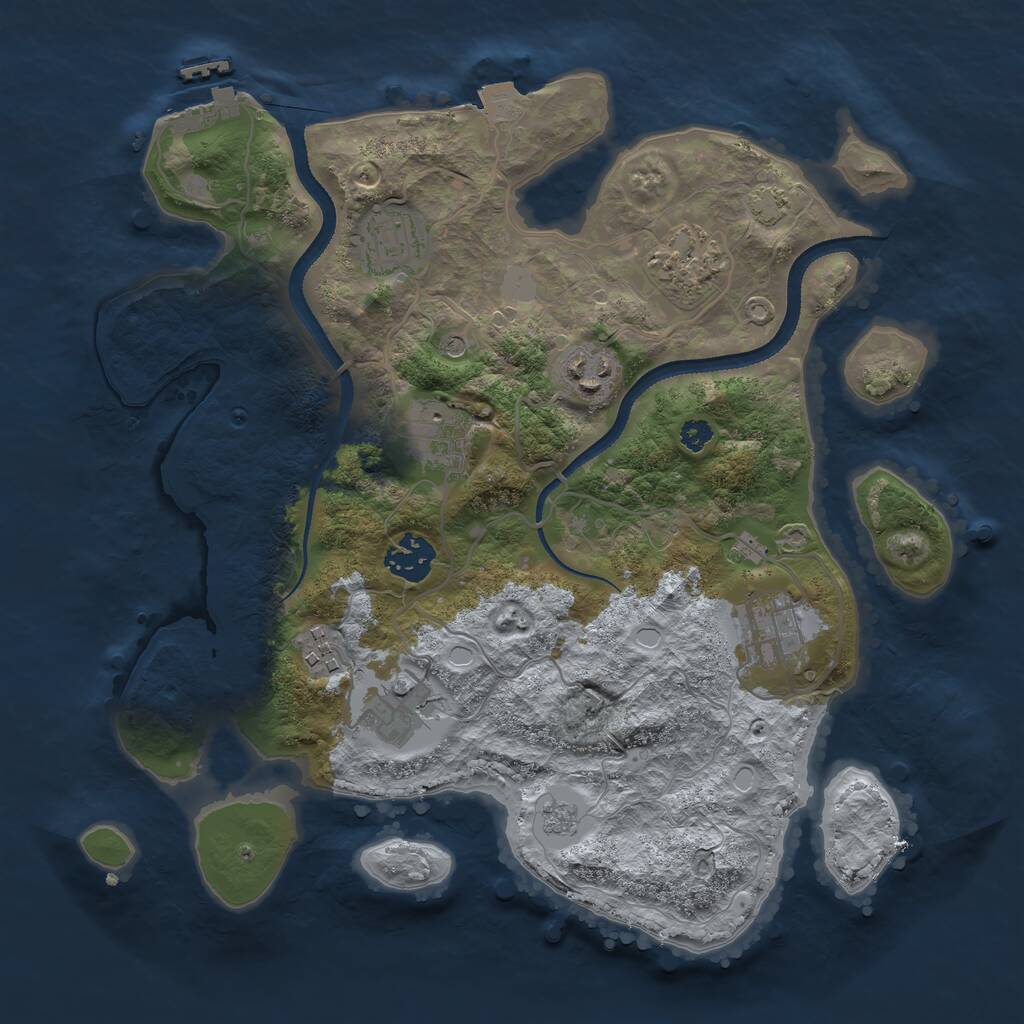 Rust Map: Procedural Map, Size: 3250, Seed: 492209422, 13 Monuments