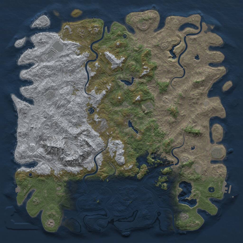 Rust Map: Procedural Map, Size: 6000, Seed: 1488666, 17 Monuments