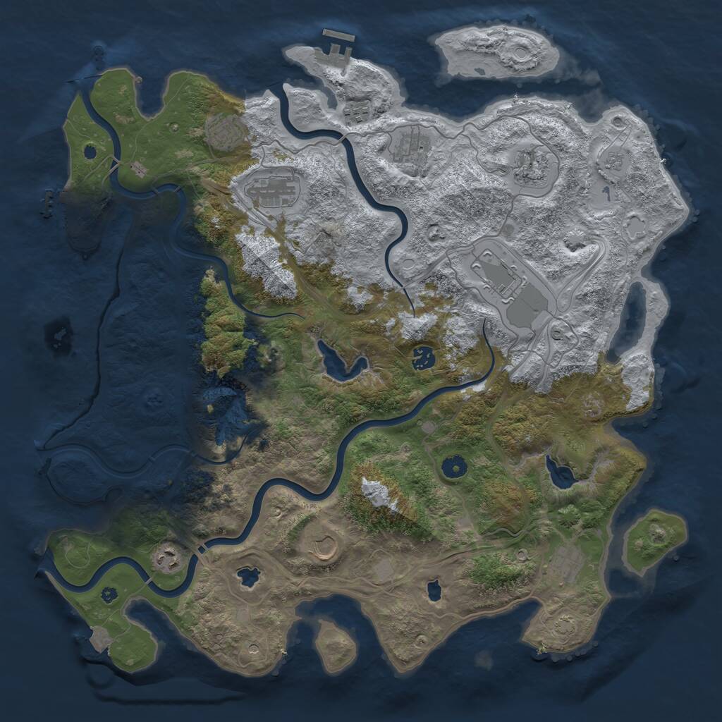 Rust Map: Procedural Map, Size: 4500, Seed: 1293452, 16 Monuments