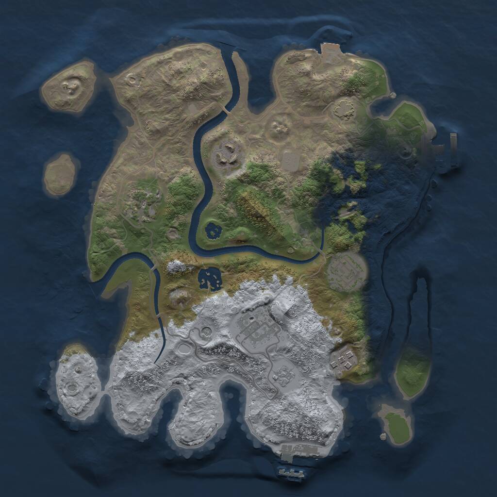 Rust Map: Procedural Map, Size: 3000, Seed: 46541239, 12 Monuments