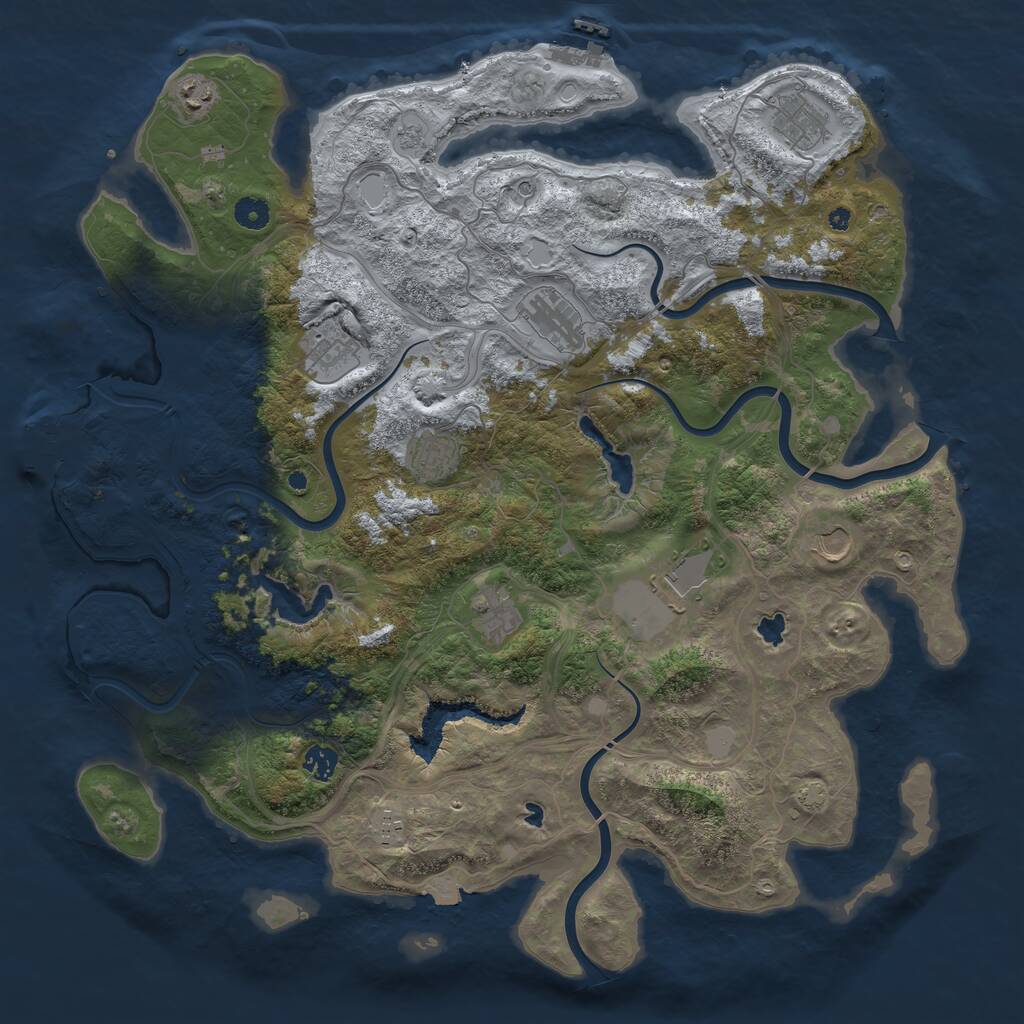 Rust Map: Procedural Map, Size: 4500, Seed: 732257306, 16 Monuments