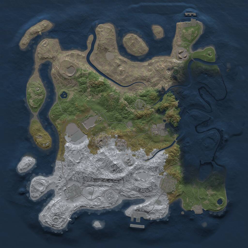 Rust Map: Procedural Map, Size: 3500, Seed: 6294, 13 Monuments