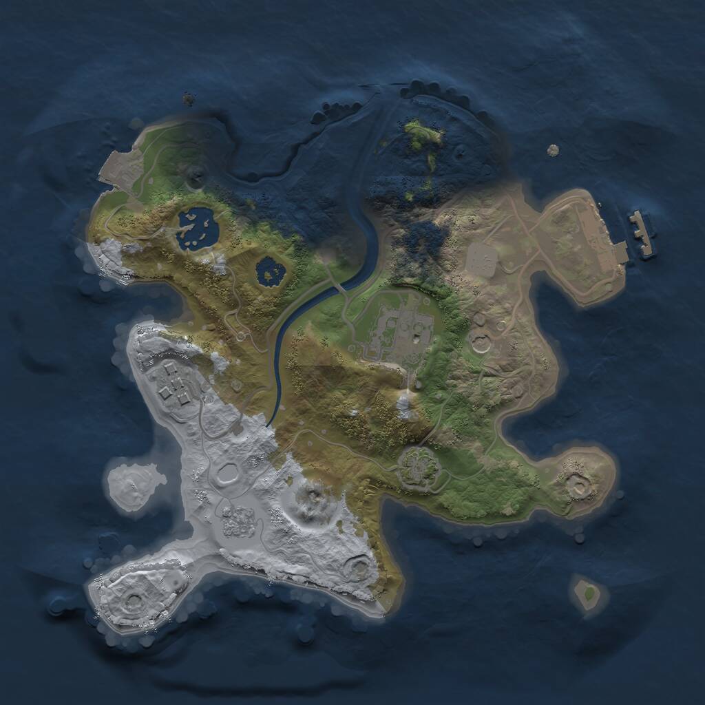 Rust Map: Procedural Map, Size: 2400, Seed: 533331, 8 Monuments