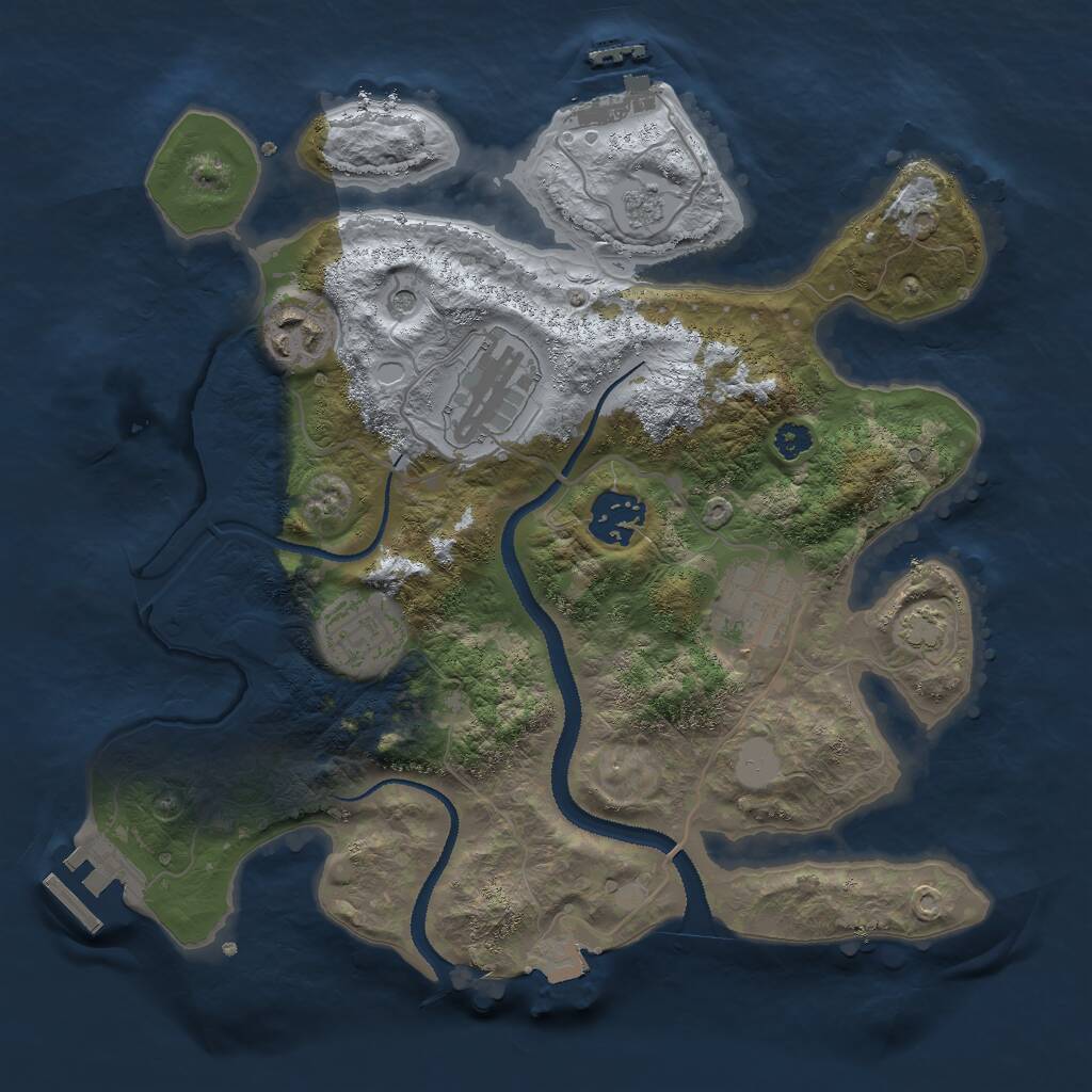 Rust Map: Procedural Map, Size: 3000, Seed: 813921, 11 Monuments
