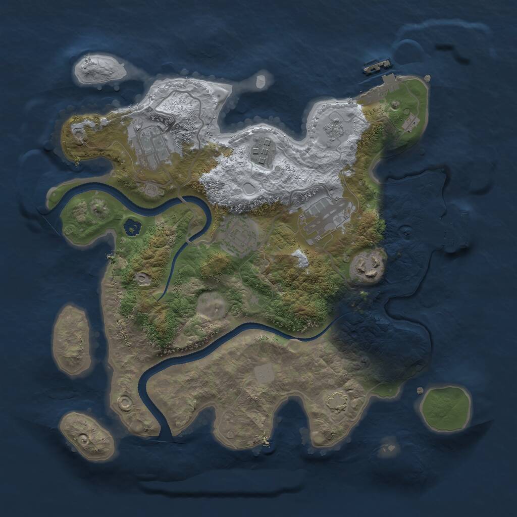 Rust Map: Procedural Map, Size: 3000, Seed: 715819074, 10 Monuments