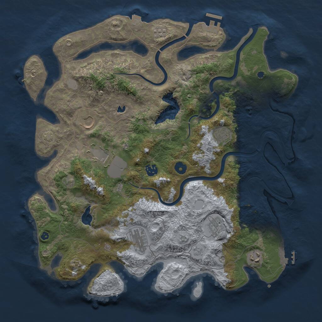 Rust Map: Procedural Map, Size: 4000, Seed: 746948417, 14 Monuments