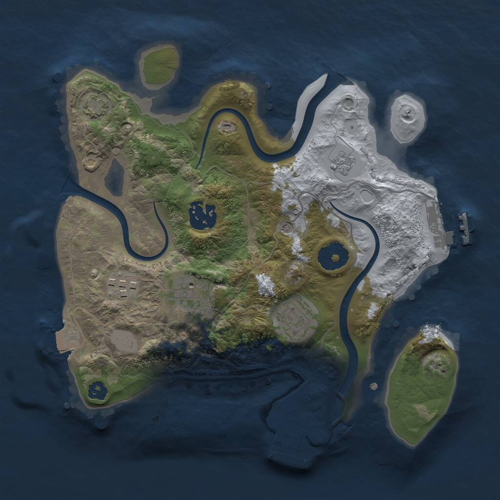 Rust Map: Procedural Map, Size: 2600, Seed: 643853440, 10 Monuments