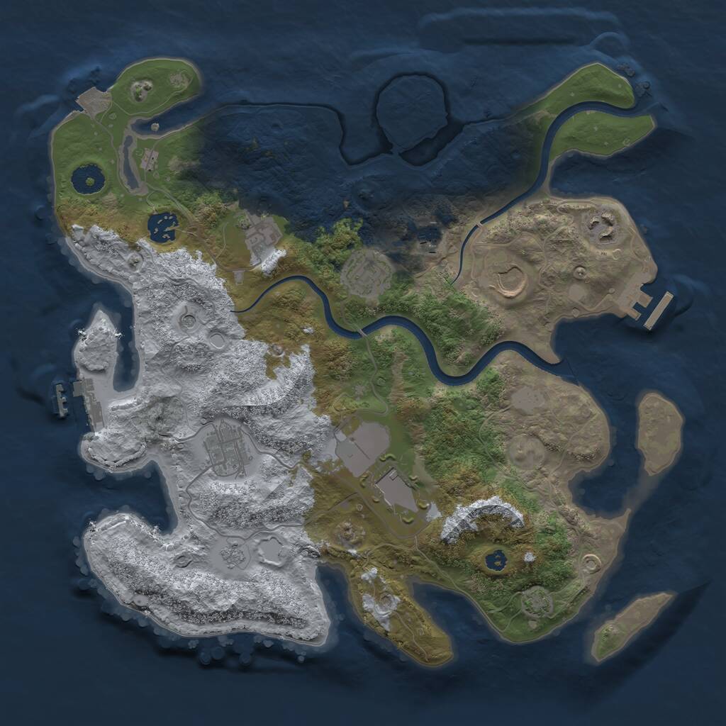 Rust Map: Procedural Map, Size: 3500, Seed: 47705424, 14 Monuments