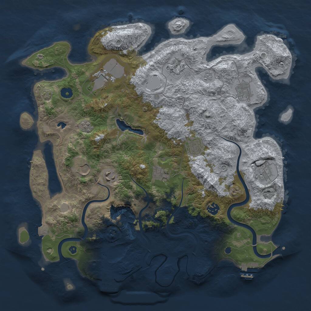 Rust Map: Procedural Map, Size: 4000, Seed: 833191918, 16 Monuments
