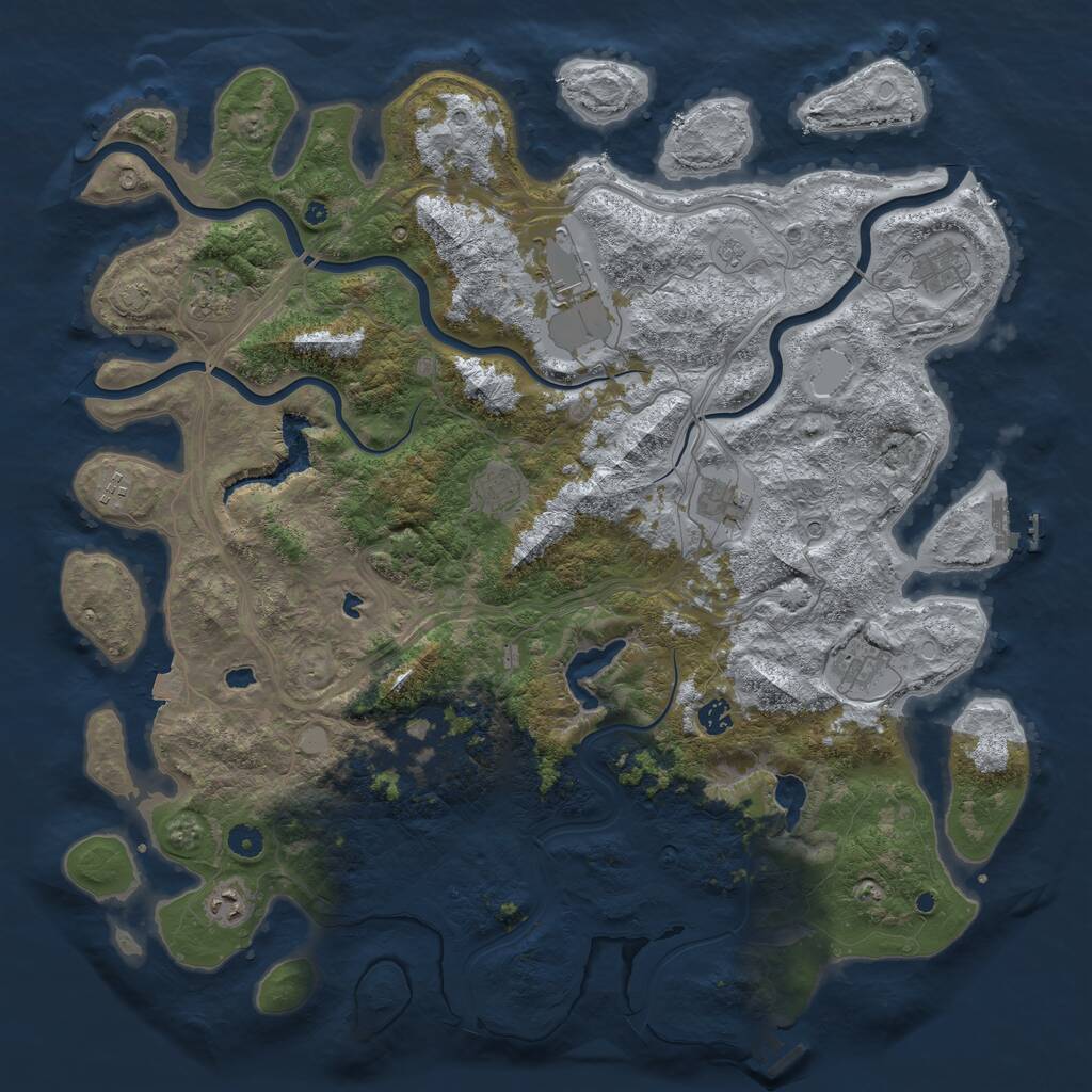 Rust Map: Procedural Map, Size: 4750, Seed: 1575058146, 16 Monuments