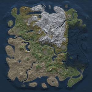 Thumbnail Rust Map: Procedural Map, Size: 5000, Seed: 25329064, 16 Monuments