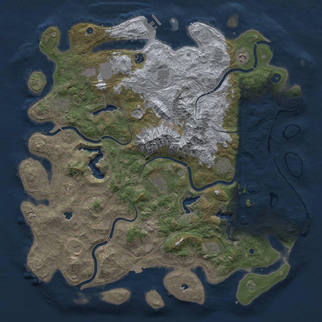 Rust Map: Procedural Map, Size: 5000, Seed: 25329064, 16 Monuments