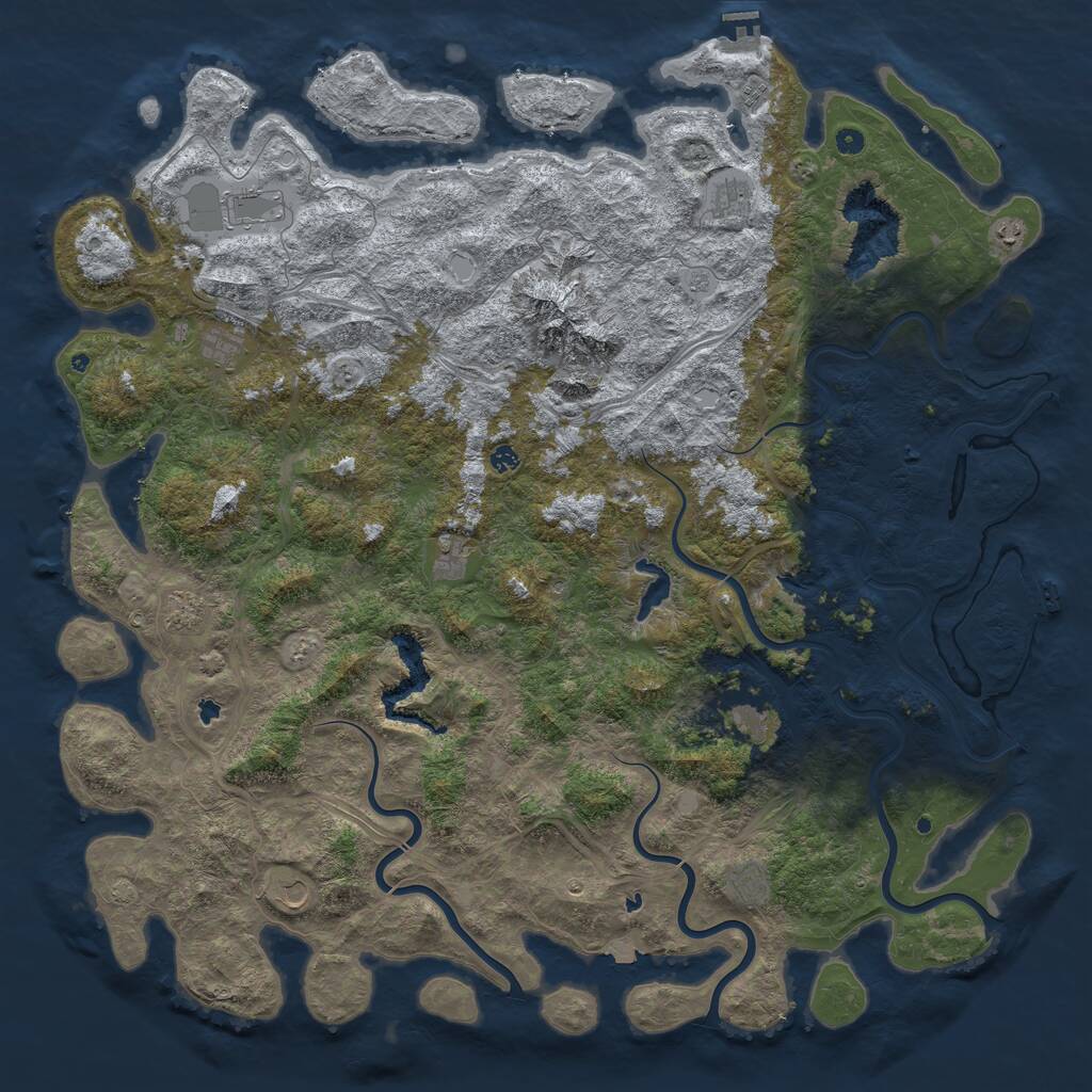Rust Map: Procedural Map, Size: 6000, Seed: 54566354, 17 Monuments