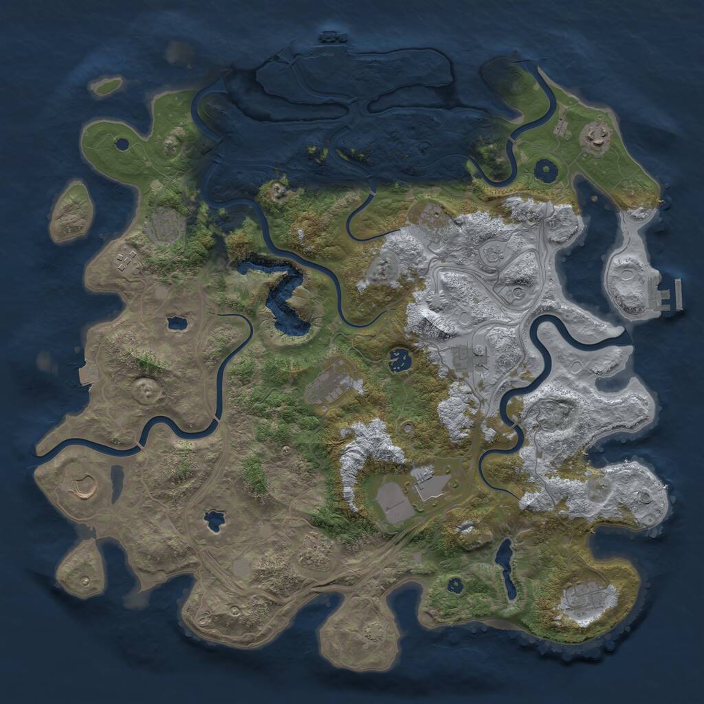 Rust Map: Procedural Map, Size: 4500, Seed: 297056942, 17 Monuments