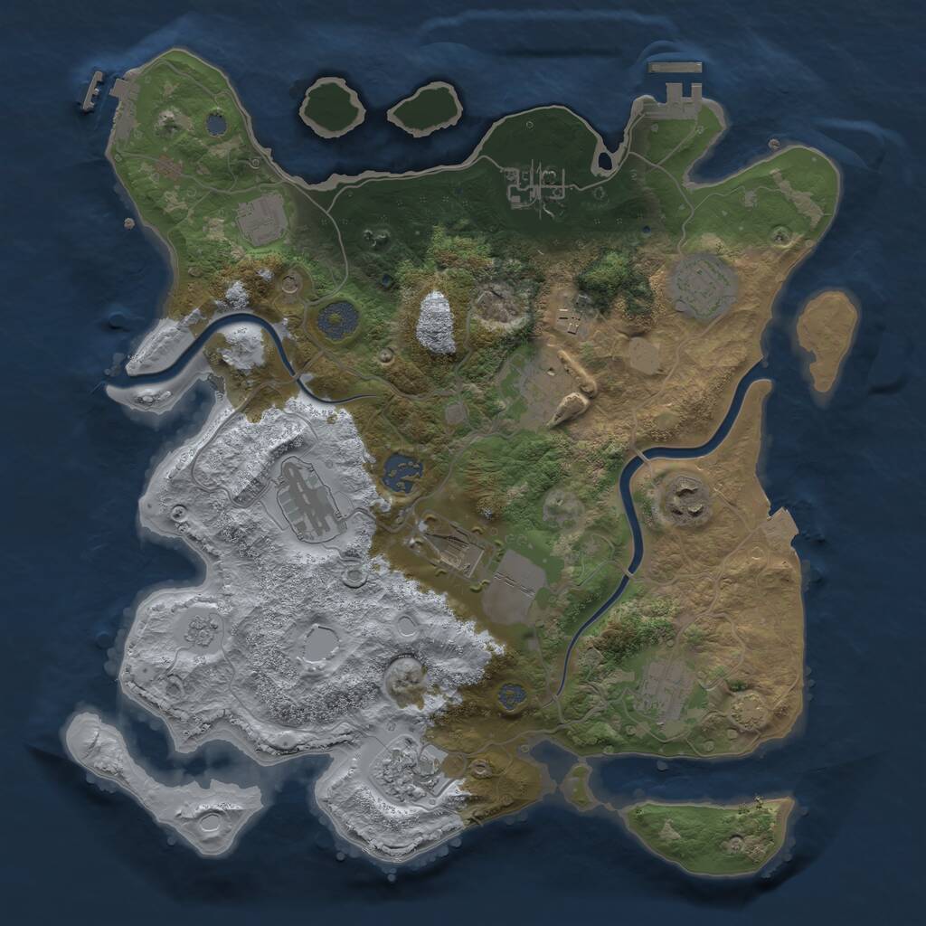 Rust Map: Procedural Map, Size: 3500, Seed: 914842550, 18 Monuments