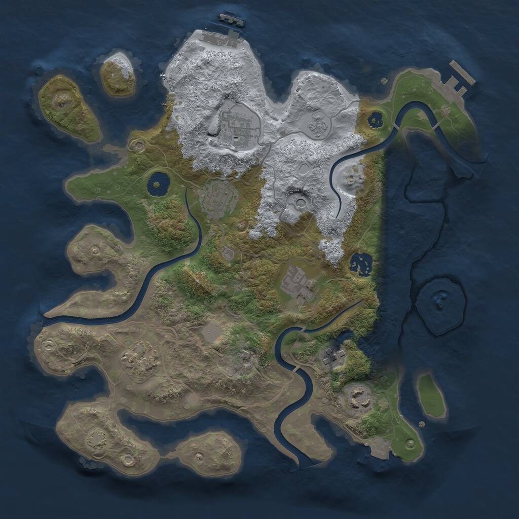 Rust Map: Procedural Map, Size: 3300, Seed: 806043347, 13 Monuments