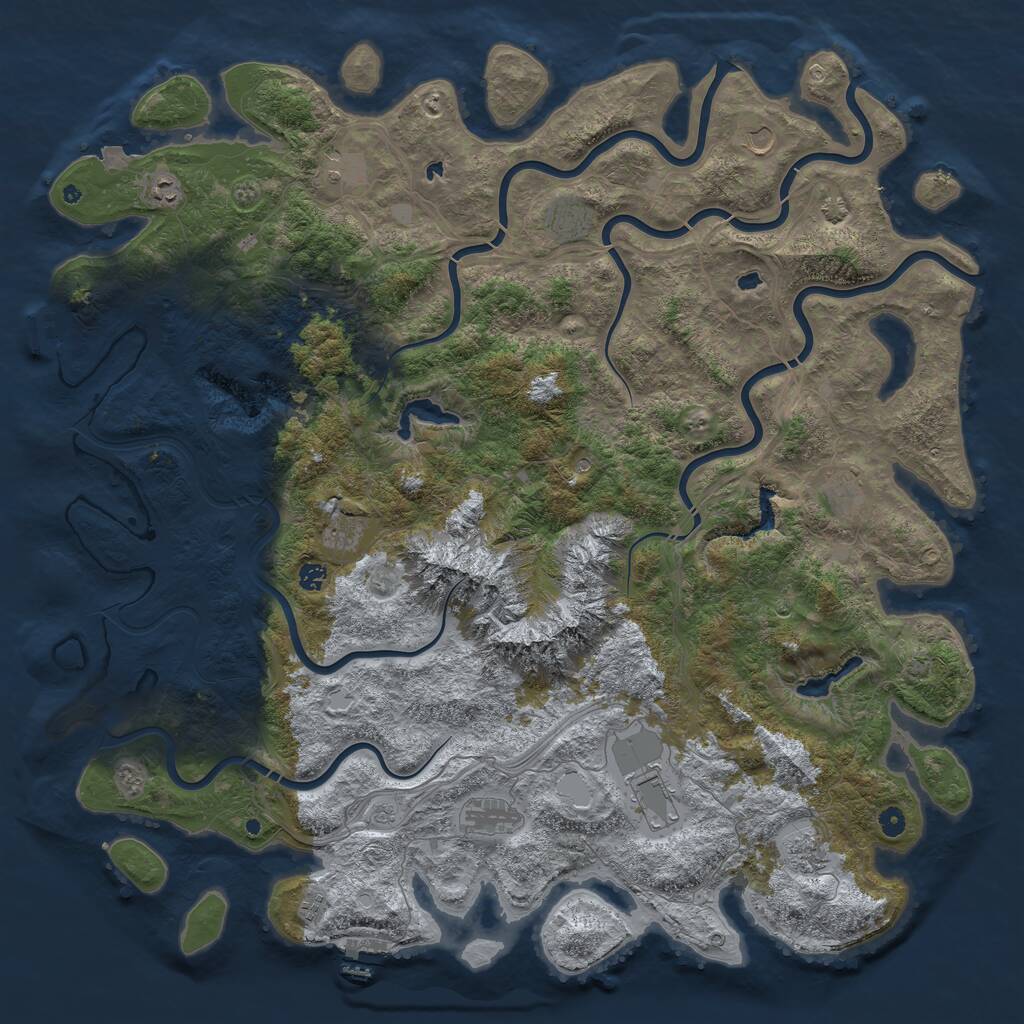 Rust Map: Procedural Map, Size: 5500, Seed: 594592656, 17 Monuments
