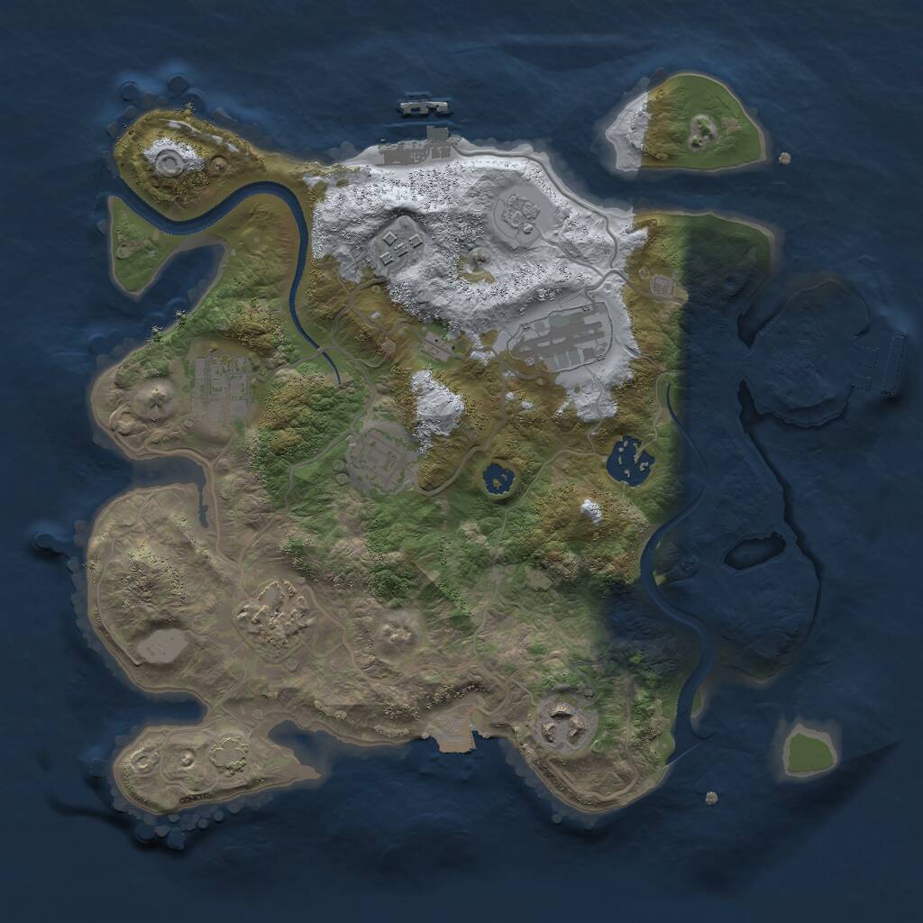 Rust Map: Procedural Map, Size: 3000, Seed: 886313406, 12 Monuments