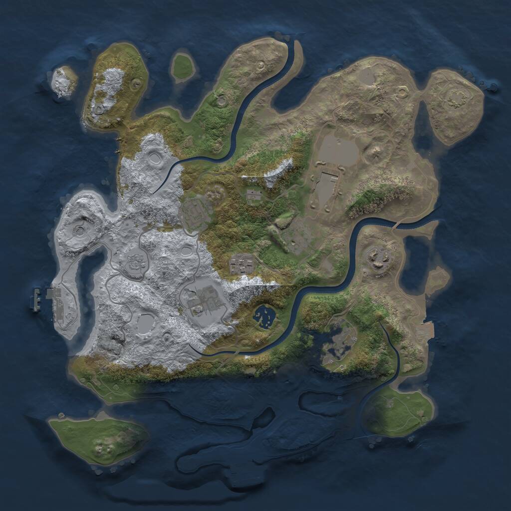 Rust Map: Procedural Map, Size: 3500, Seed: 46831553, 14 Monuments