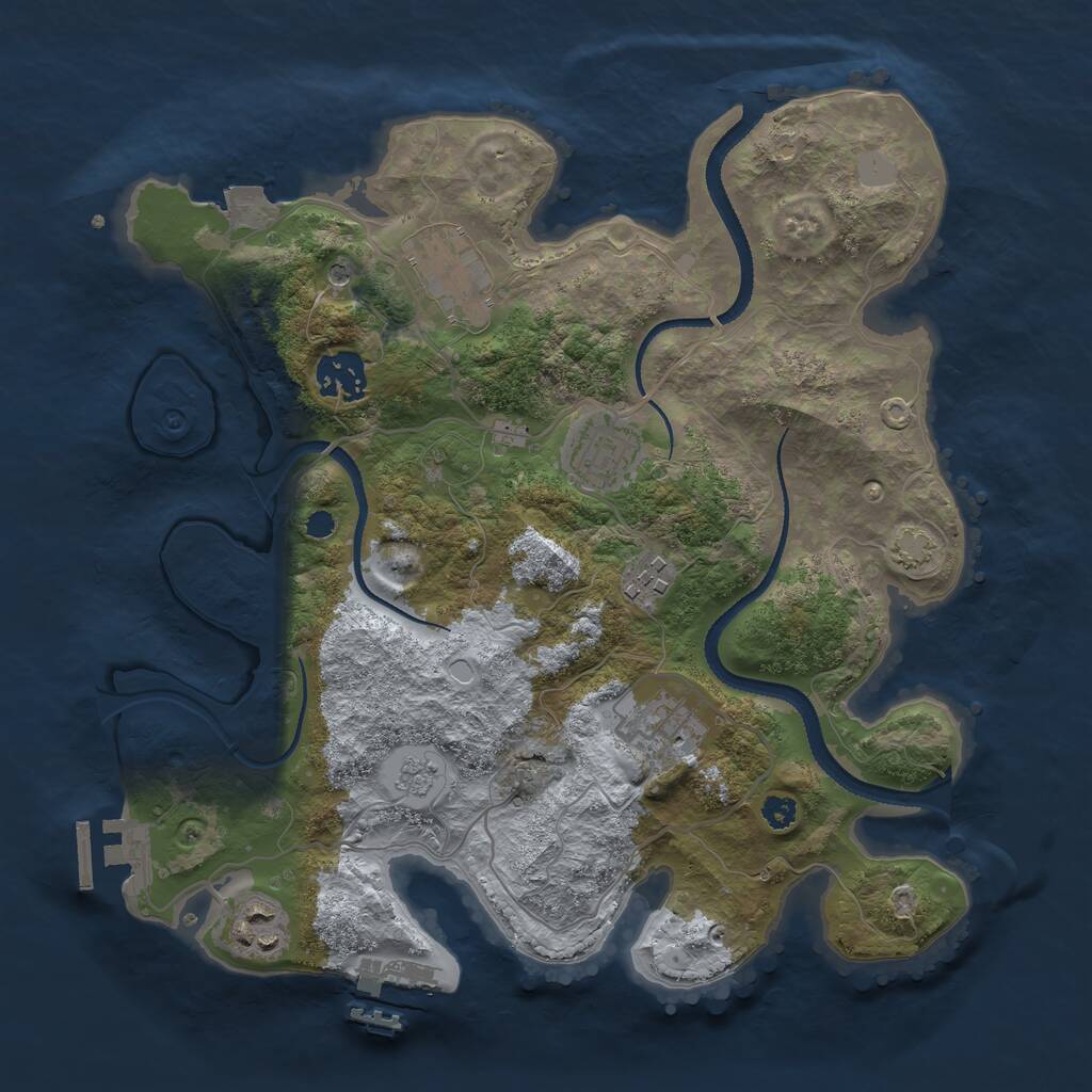 Rust Map: Procedural Map, Size: 3200, Seed: 747815744, 12 Monuments